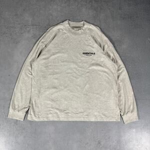 Fear Of God Essentials Long sleeve Heather Gray Back Logo - Size: XL